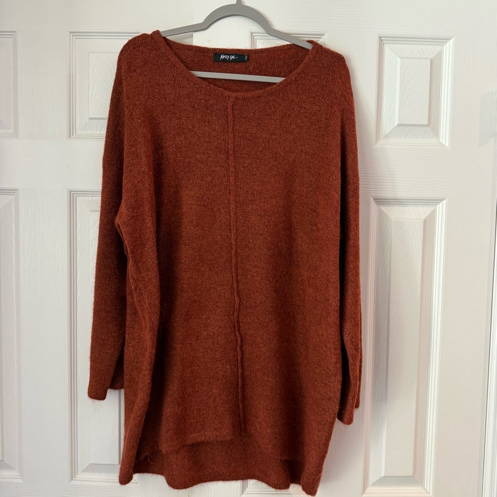 Nasty Gal Warm Rust Crew Neck Sweater